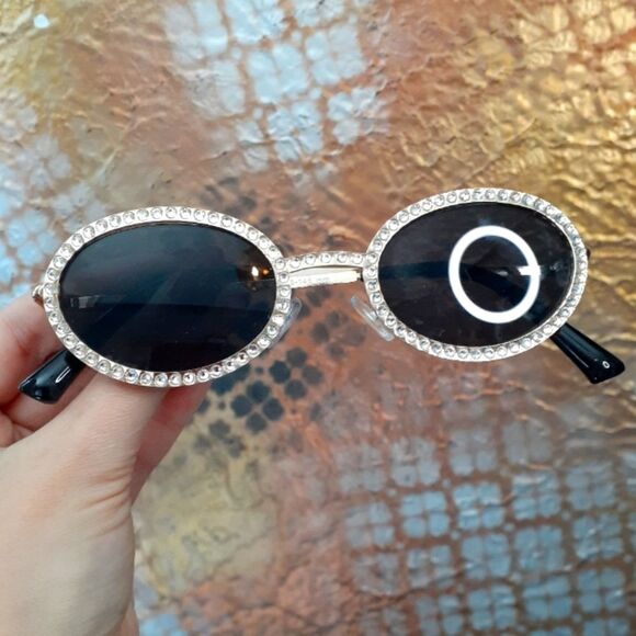 Zara Nwot Black and Gold Bejeweled Sunglasses - Picture 1 of 14